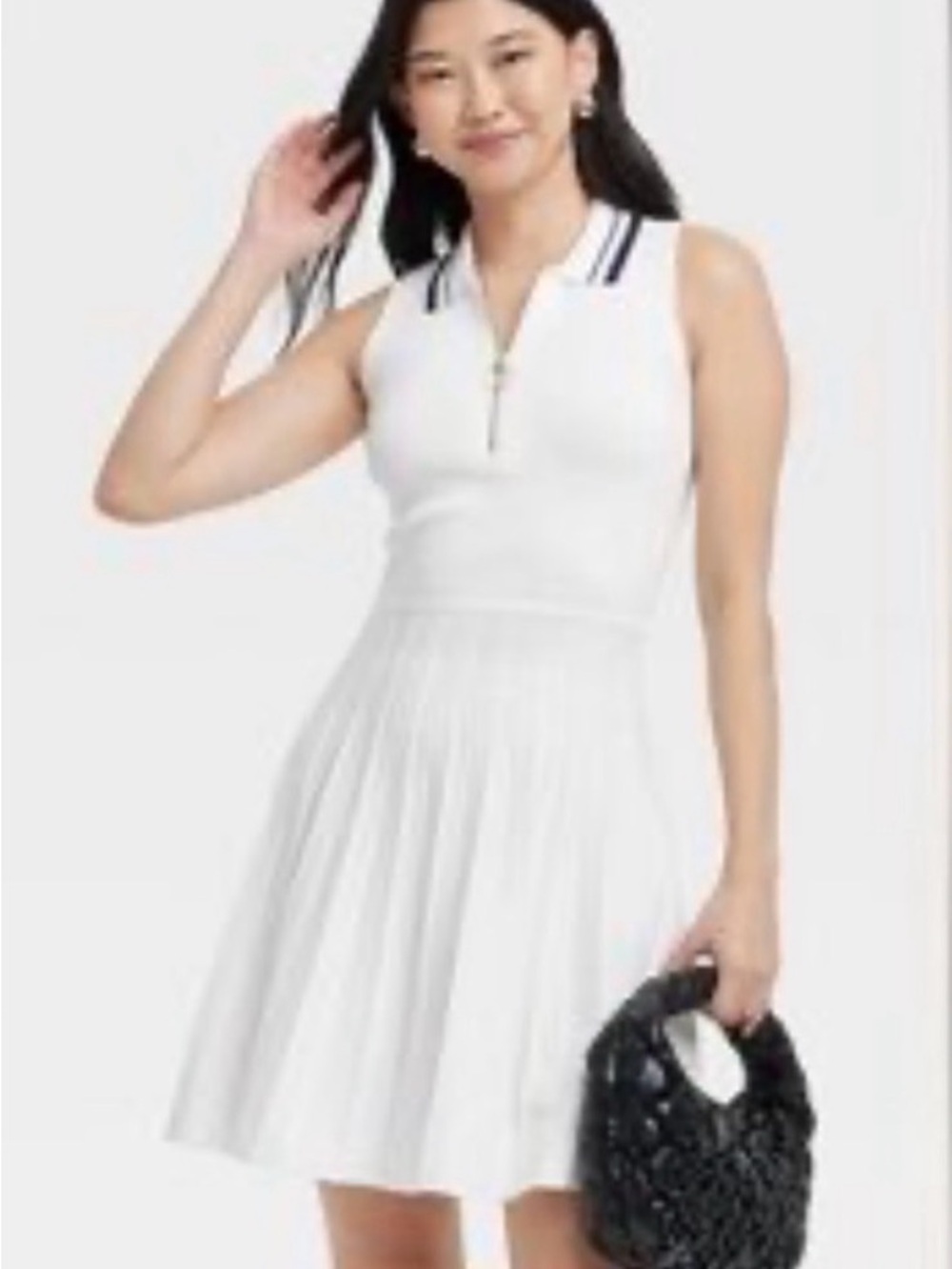 New A New Day Sleeveless White Polo Tennis Dress with Contrast Collar